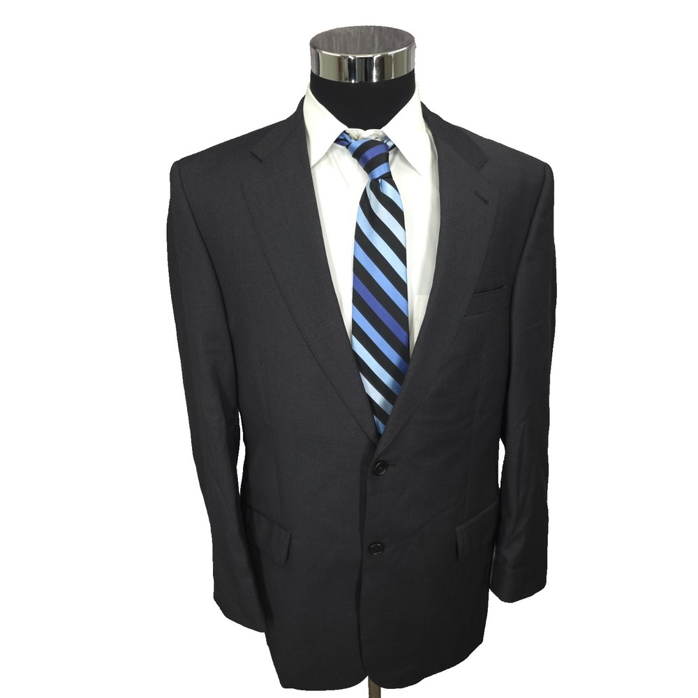 Jos A Bank Signature Gold Blazer Jacket Men 41L Black Sports Coat 2 Buttons Wool